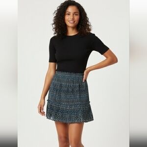 Topshop Blue and Black Patterned Skirt